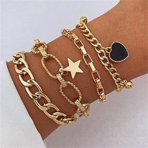 NEW Gold Boho Bangle Bracelets Set